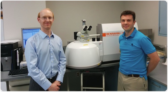 Drs Kyle Reisner and Brady King from Wayne State University with their Renishaw inVia confocal Raman microscope.