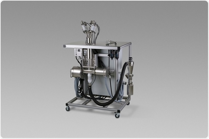 Laser diffraction sensor MYTOS for process-related on-line installations in a mobile rack