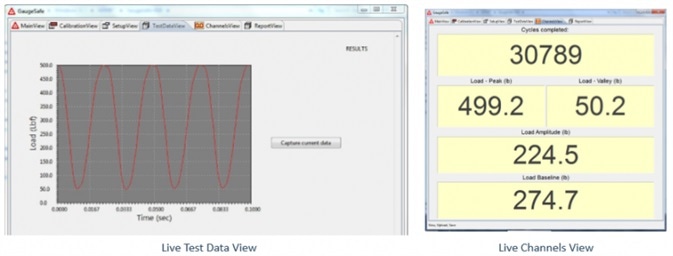 Live display during fatigue testing