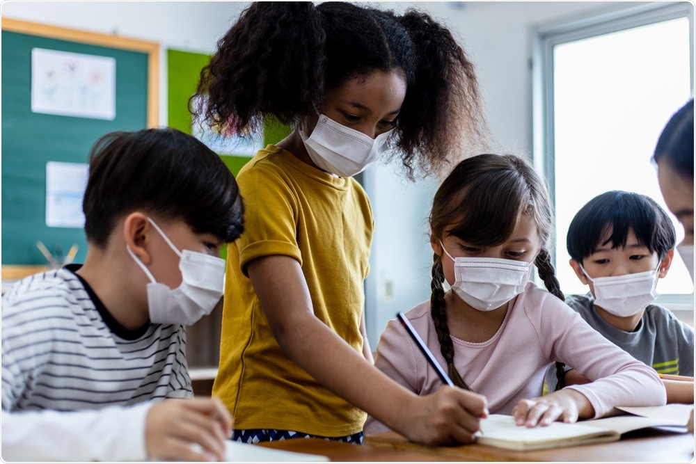 Children wearing face masks