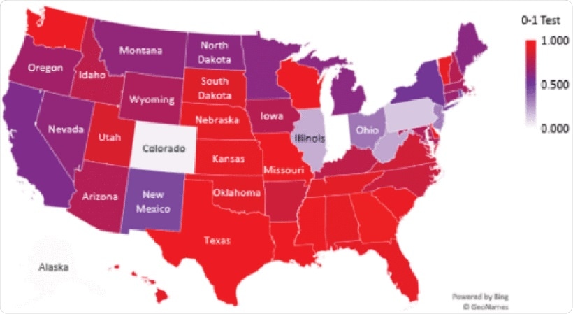 K-Median Values From the 0–1 Test for Confirmed Daily COVID-19 Cases in the US.