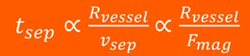 Equation for scaling up the volume while keeping the magnetic force constant, where Rvessel is the radius of the vessel