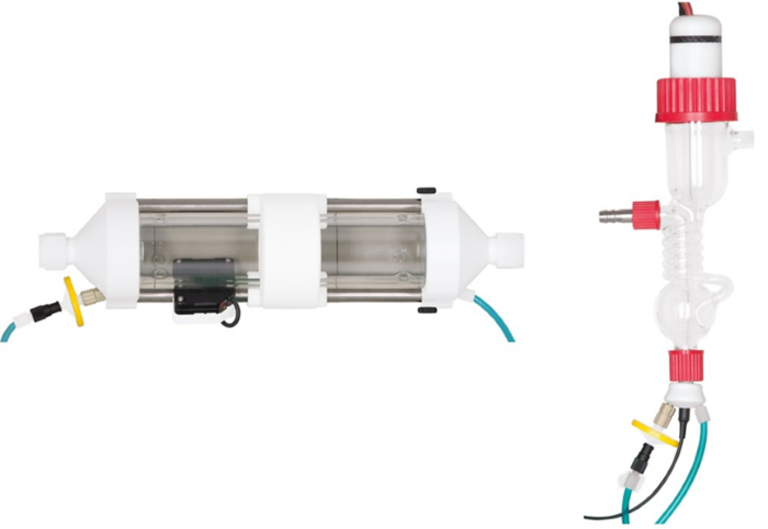 Left: Wet rotating denuder (WRD) for easy gas removal. Right: Steam-Jet Aerosol Collector (SJAC) incorporated in the MARS and 2060 MARGA