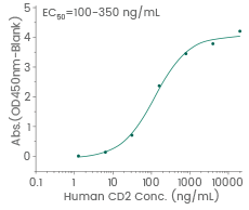 Functional ELISA: Immobilized human CD58-His (Cat#: 12409-H08H) can bind human CD2-Fc.