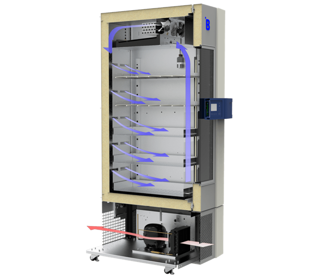 Energy-efficient B501 blood bank refrigerator with 517 L capacity