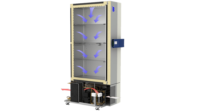 High-capacity vertical ULT freezer for biomedical and laboratory use