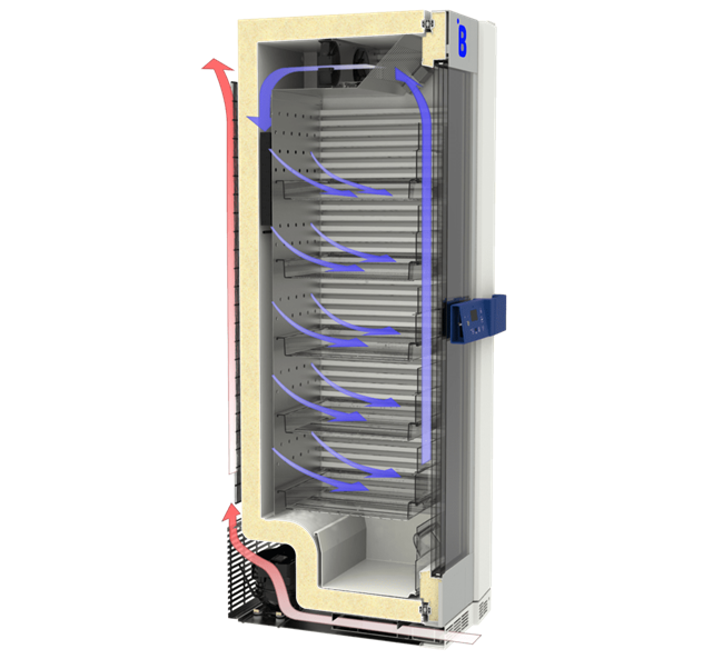A 329 L refrigerator with stable cooling and remote monitoring