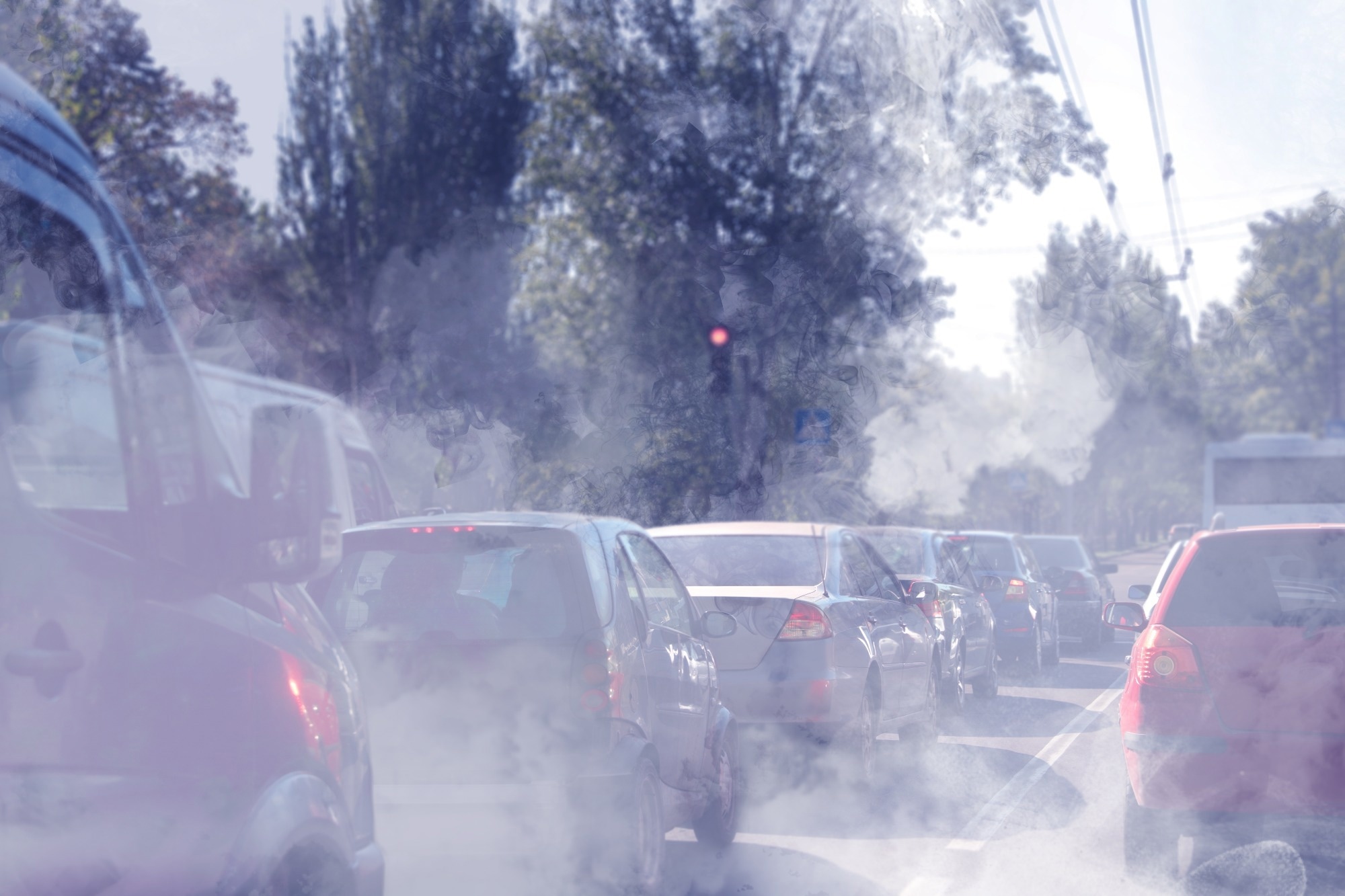 Air contaminated with fumes in city.